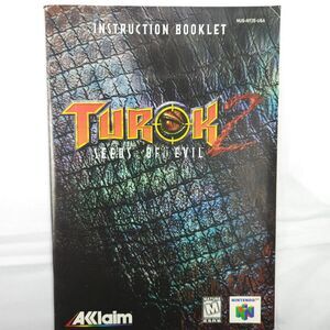 Turok 2 Seeds of Evil Nintendo 64 N64 Instruction Booklet Manual *ONLY*